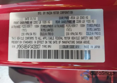 2015 Mazda Cx-5 Sport from USA, damaged, VIN JM3KE4BE4F0433007